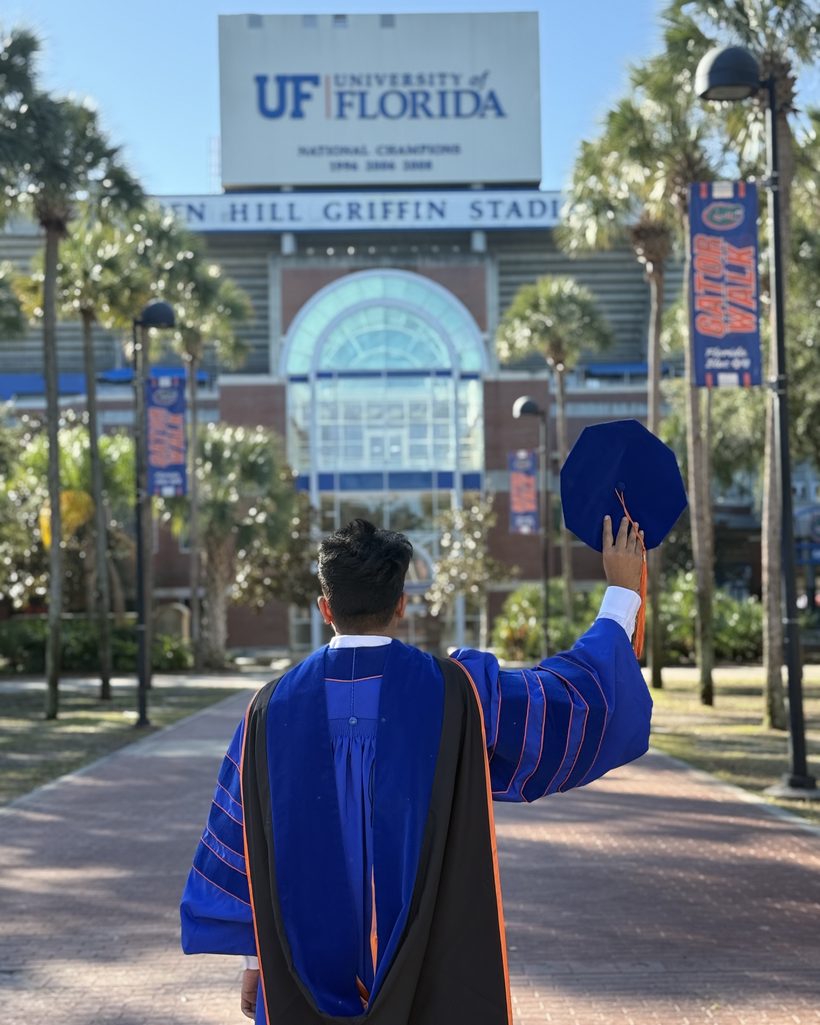 Dr. Utsab Ghimire celebrating PhD graduation at the University of Florida